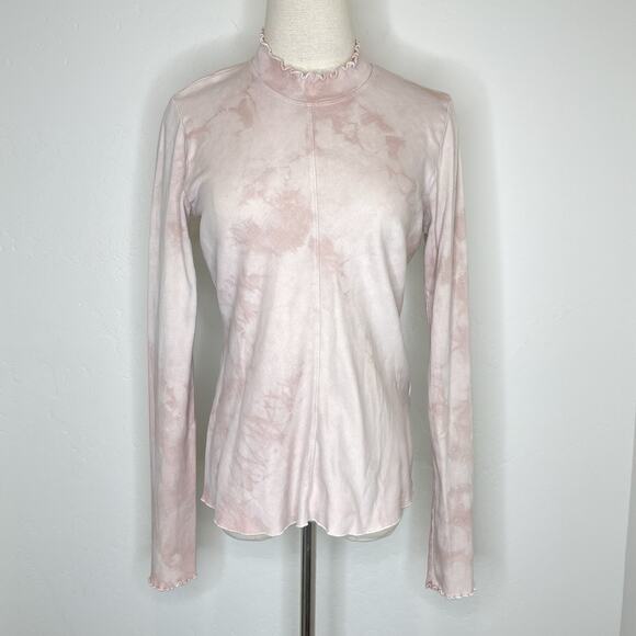 Raquel Allegra Jersey Tie Dye Long Sleeve Mock Neck Top Womens 0 US Small Pink - Picture 1 of 9
